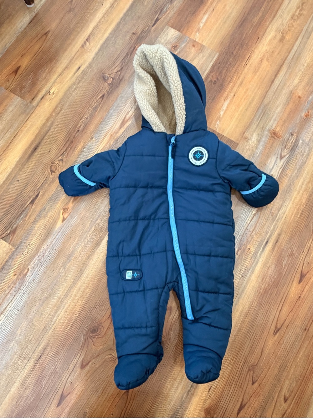Weatherproof Blue Infant Sherpa-Lined Hooded Snowsuit 3-6M